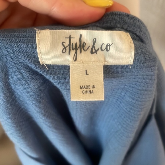 Style & Co women’s Lace trimmed relaxed fit tunic top ribbed knit dolman slv Lrg - Picture 6 of 11